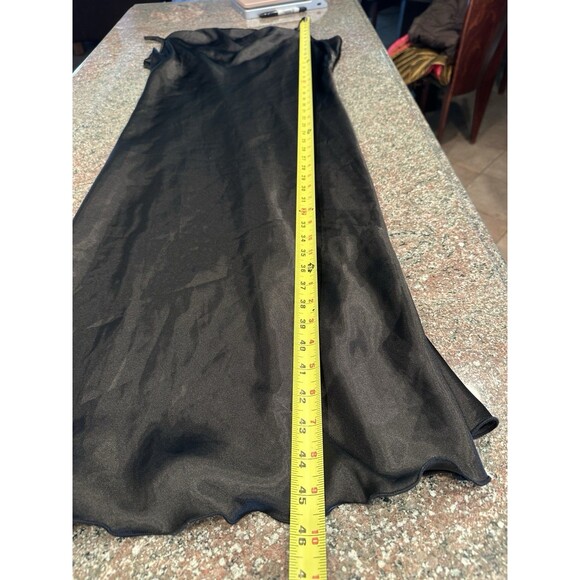Vtg Bebe Womens Black Satin Slip Dress Size L Cowl Neck Midi Glam Party Holiday - Picture 7 of 9
